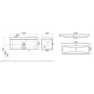 Тумба с умывальником Aqwella Инфинити 80 Inf.01.08/001 схема