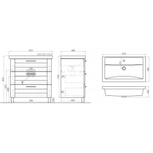 Тумба с умывальником Aqwella Манчестер 80 MAN01083 схема