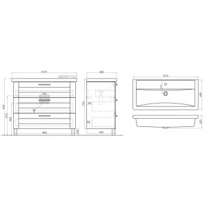 Тумба с умывальником Aqwella Манчестер 100 MAN01103 схема