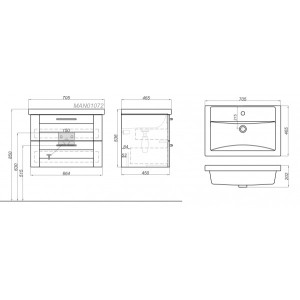 Тумба с умывальником Aqwella Манчестер 70 MAN01072 схема