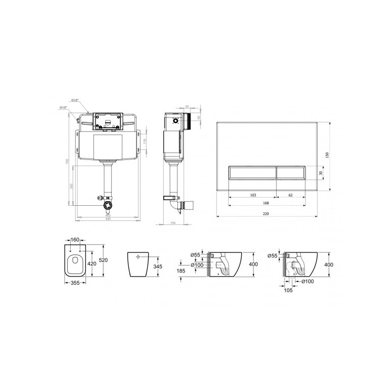 Бачок скрытого монтажа с унитазом Lavinia Boho RelFix One 77060220 схема