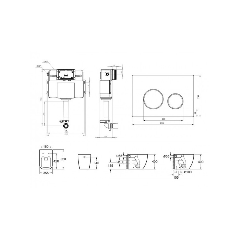 Бачок скрытого монтажа с унитазом Lavinia Boho RelFix One 77060227 схема