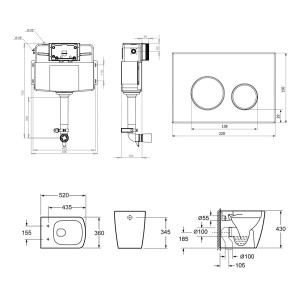 Бачок скрытого монтажа с унитазом Lavinia Boho RelFix Aveo Rimless 87551080 схема