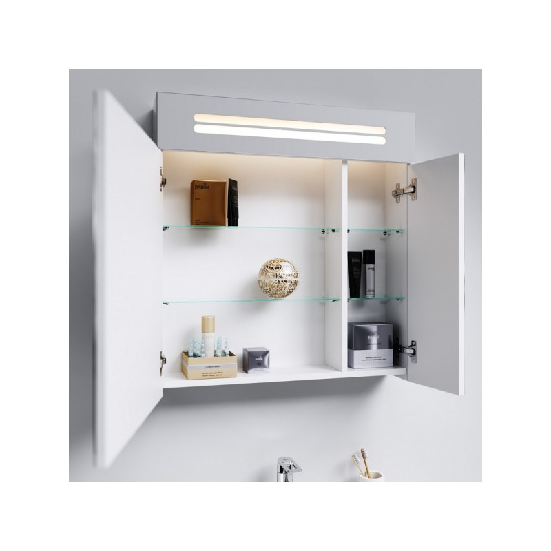 Шкаф с зеркалом Aqwella Нео 80 Neo.04.08 вид внутри