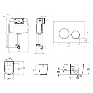 Бачок скрытого монтажа с унитазом Lavinia Boho RelFix Bell Pro 87060211 схема