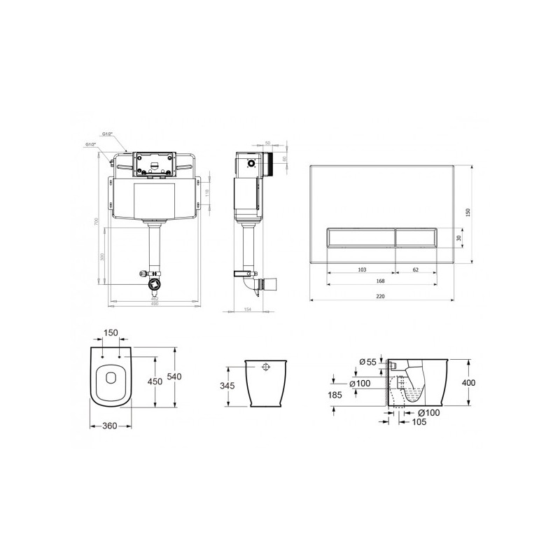 Бачок скрытого монтажа с унитазом Lavinia Boho RelFix Bell Pro 87060214 схема