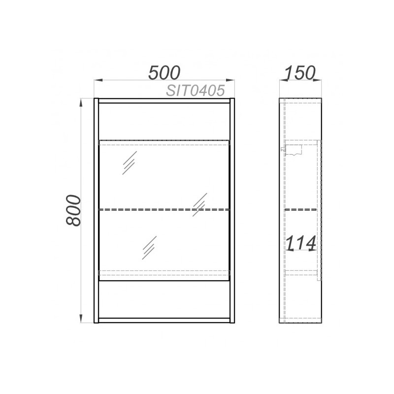 Шкаф с зеркалом Aqwella Сити 50 SIT0405DK схема