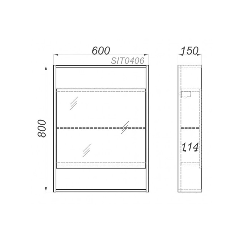 Шкаф с зеркалом Aqwella Сити 60 SIT0406DK схема