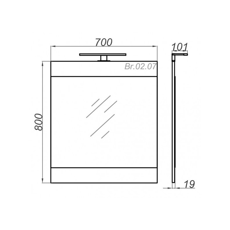 Зеркало Aqwella Бриг 70x80 схема