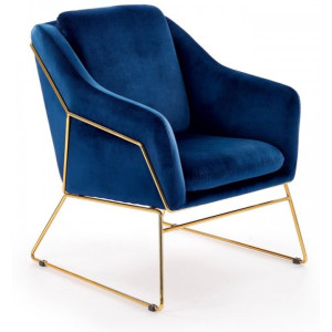 Кресло Halmar Soft 3 тёмно-синий/золотой