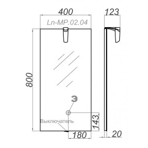 Зеркало Aqwella Леон-МР 40x80 белый схема