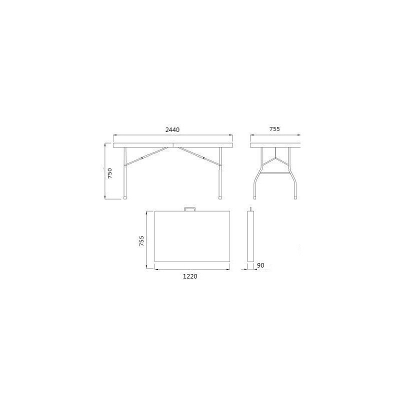 Набор складной мебели Calviano 244 (стол, 6 стульев) схема стола