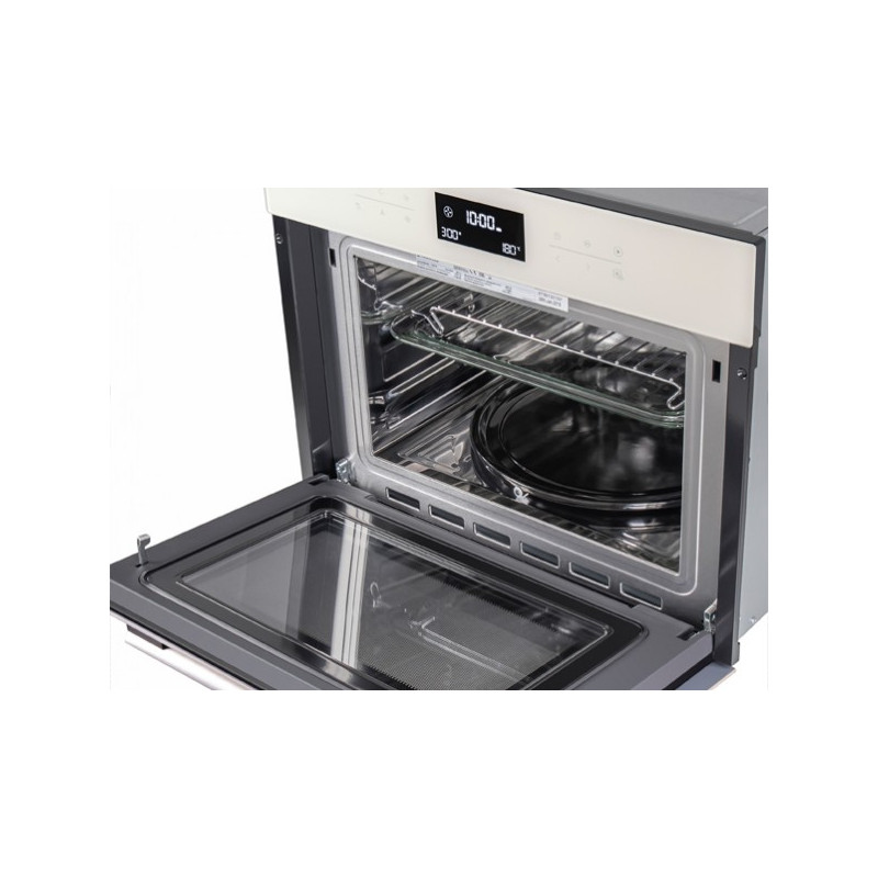 Электрический духовой шкаф Maunfeld MCMO.44.9GBG Ivory вид с открытой дверью