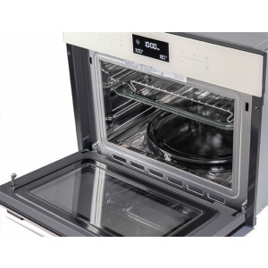 Электрический духовой шкаф Maunfeld MCMO.44.9GBG Ivory вид с открытой дверью