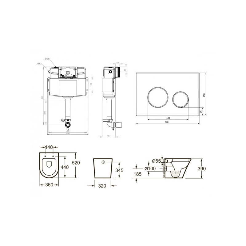 Бачок скрытого монтажа с унитазом Laviniа Boho Relfix Biore 87060235 схема