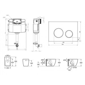 Бачок скрытого монтажа с унитазом Laviniа Boho Relfix One 87060221 размеры