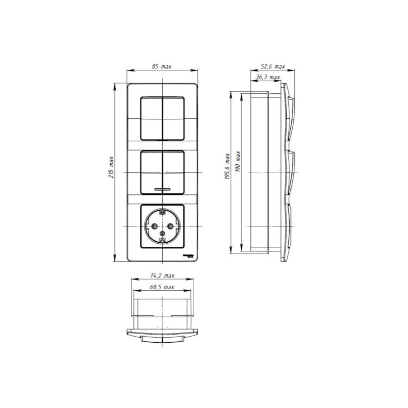 Выключатель с розеткой Schneider Electric Blanca BLNBS102211 белый схема