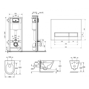 Инсталляция c унитазом Laviniа Boho Relfix Elegant Rimless 87561078 размеры