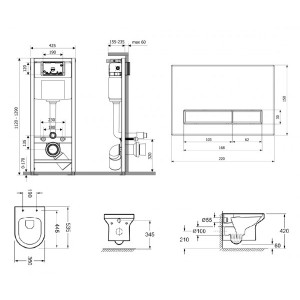 Инсталляция c унитазом Laviniа Boho Relfix Grance Hill Rimless 87561003 размеры