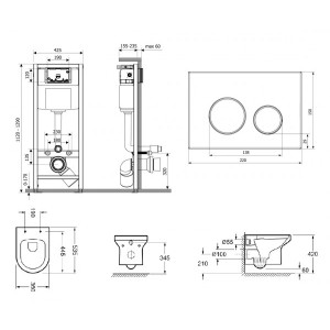 Инсталляция c унитазом Laviniа Boho Relfix Grance Hill Rimless 87561024 размеры