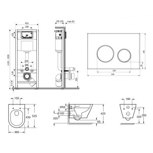 Инсталляция c унитазом Laviniа Boho Relfix Elegant Rimless 87561098 размеры