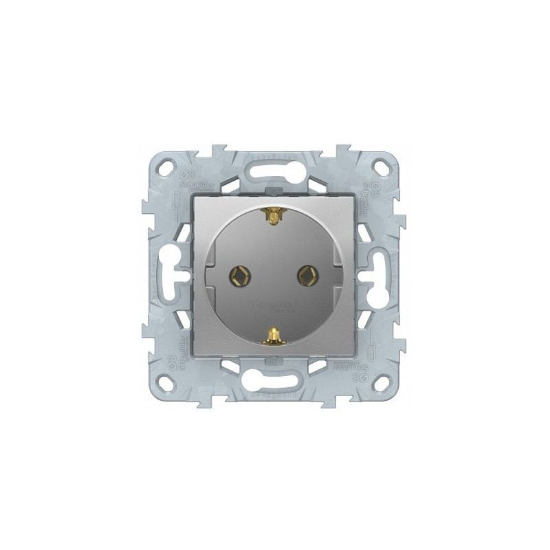 Розетка Schneider Electric Unica New NU505618 алюминий вид спереди
