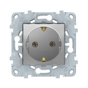 Розетка Schneider Electric Unica New NU505618 алюминий вид спереди