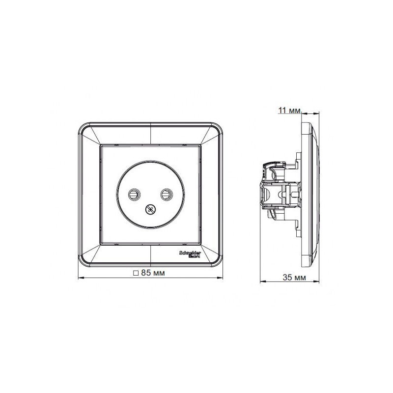 Розетка Schneider Electric W59 RS16-153-5-86 матовый хром схема