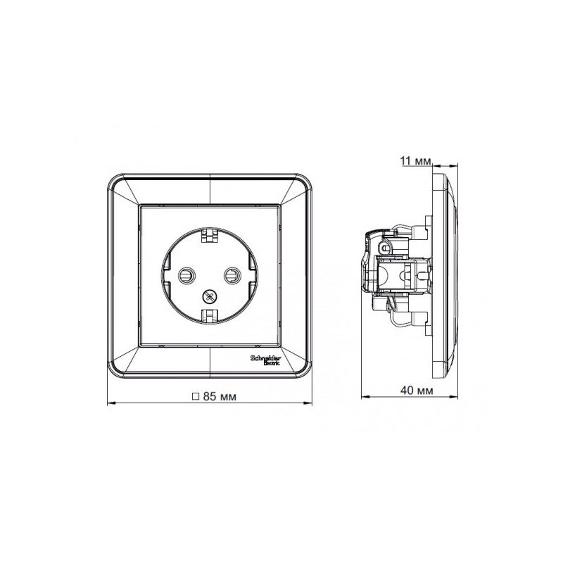 Розетка Schneider Electric W59 RS16-154-4-86 шампань схема