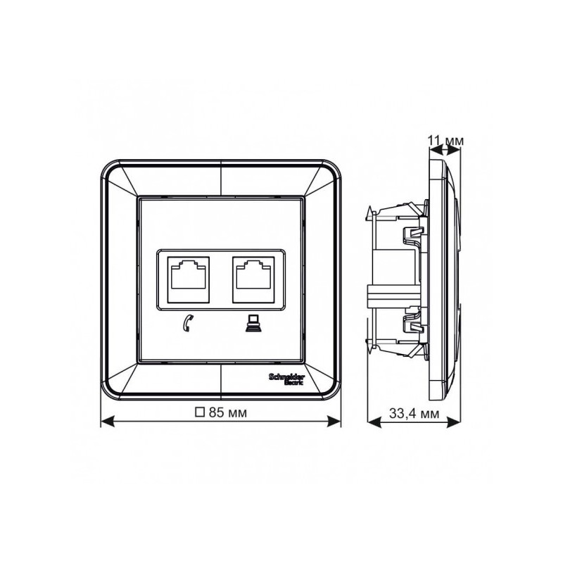 Розетка Schneider Electric W59 RSI-251KK5E-7-86 сосна схема