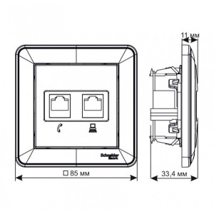 Розетка Schneider Electric W59 RSI-251TK5E-4-86 шампань схема
