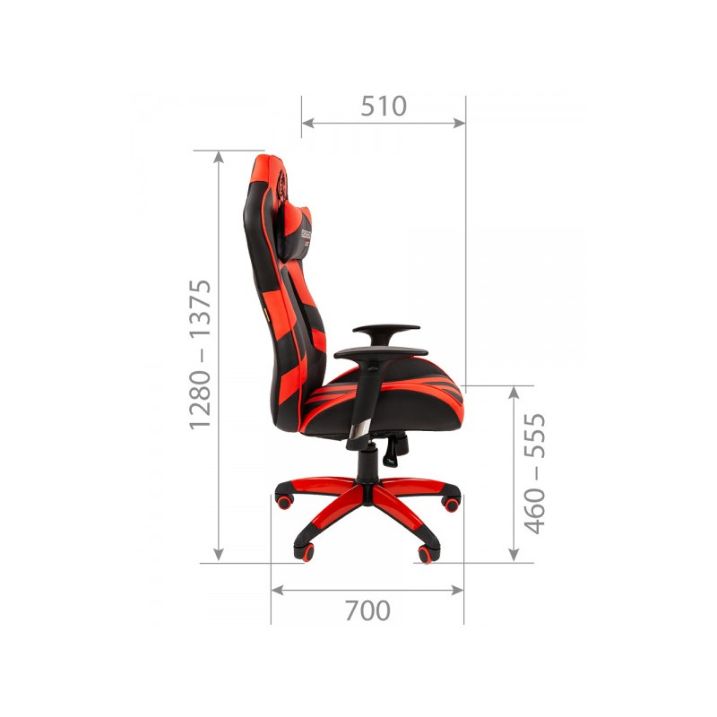 Кресло геймерское Chairman Game 25 черный/красный параметры сбоку