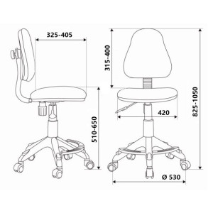 Кресло компьютерное Бюрократ KD-4F оранжевый схема с размерами