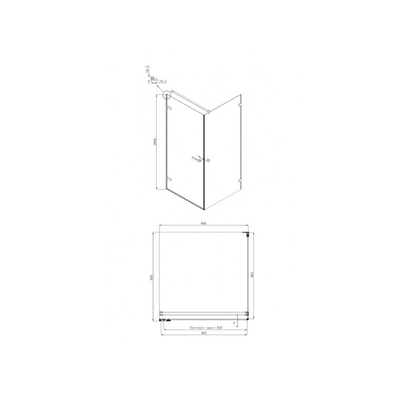 Душевой уголок Ambassador Set 90х90  10011101L-ST4 габариты
