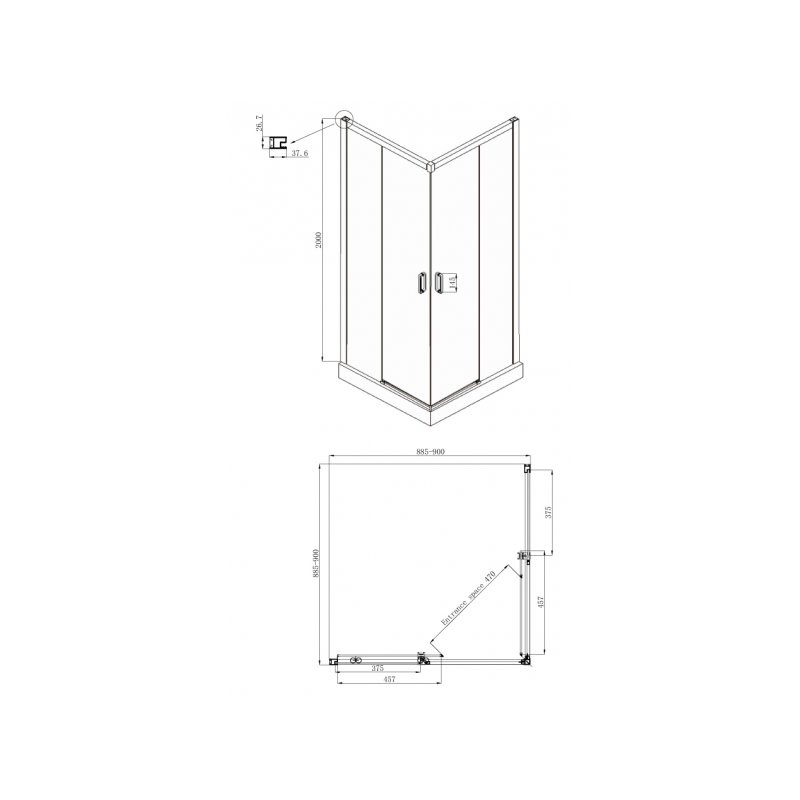 Габариты душевого ограждения