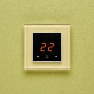 Терморегулятор DeLUMO Orto 1014 классический бежевый на зеленой стене