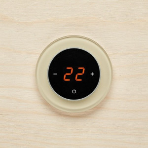 Терморегулятор DeLUMO Ronda 1015 светлый бежевый на деревянной стене