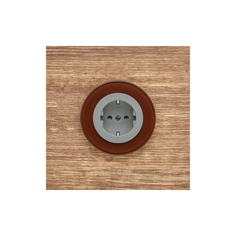 Розетка DeLUMO Ronda 8017 темный коричневый на деревянном фоне