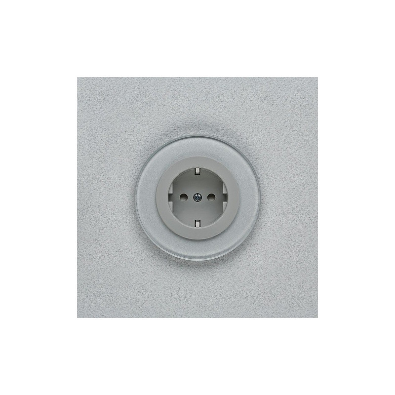 Розетка DeLUMO Ronda 9006 серый металлик на сером фоне