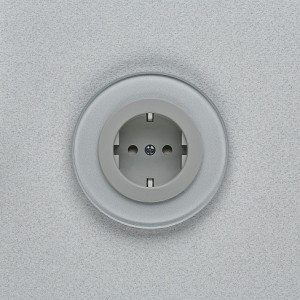 Розетка DeLUMO Ronda 9006 серый металлик на сером фоне