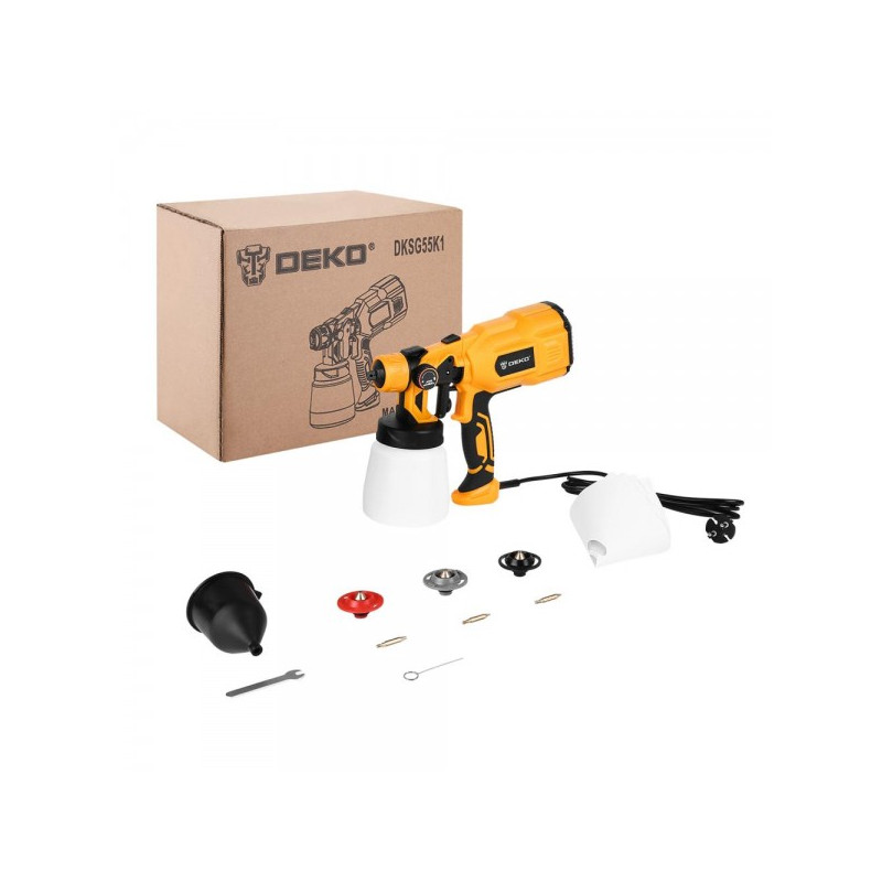 Краскопульт электрический DEKO DKSG55K1 HVLP 018-1043 комплект с коробкой