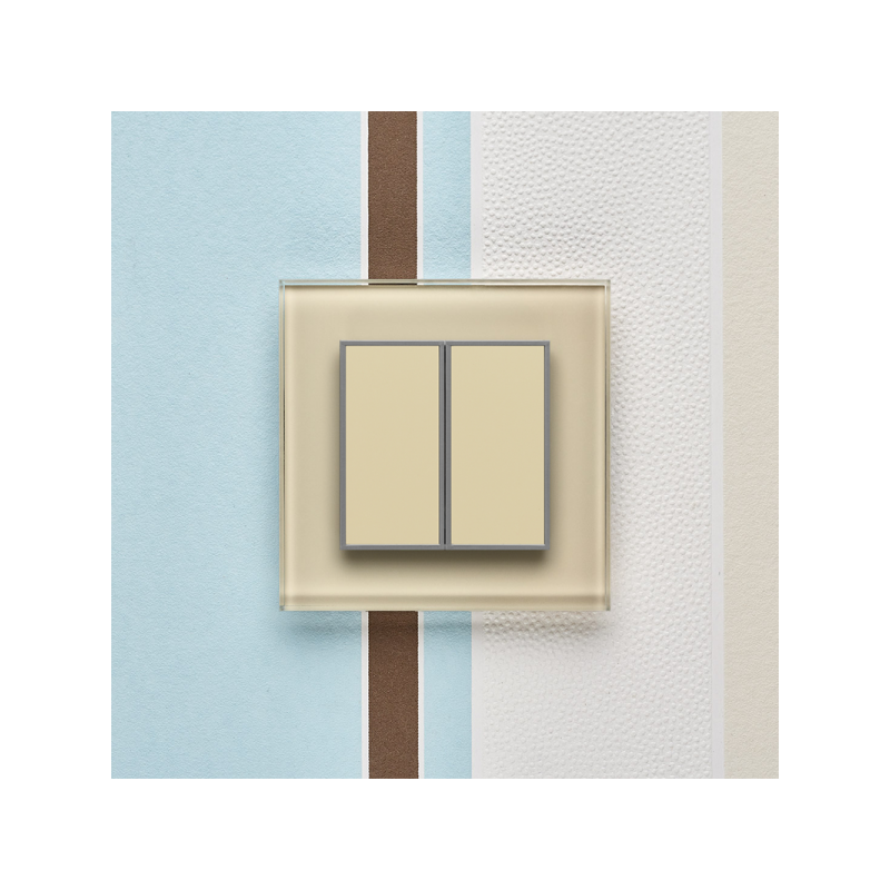 Двухканальный клавишный радиопульт DeLUMO Orto 1015 светлый бежевый на цветном фоне