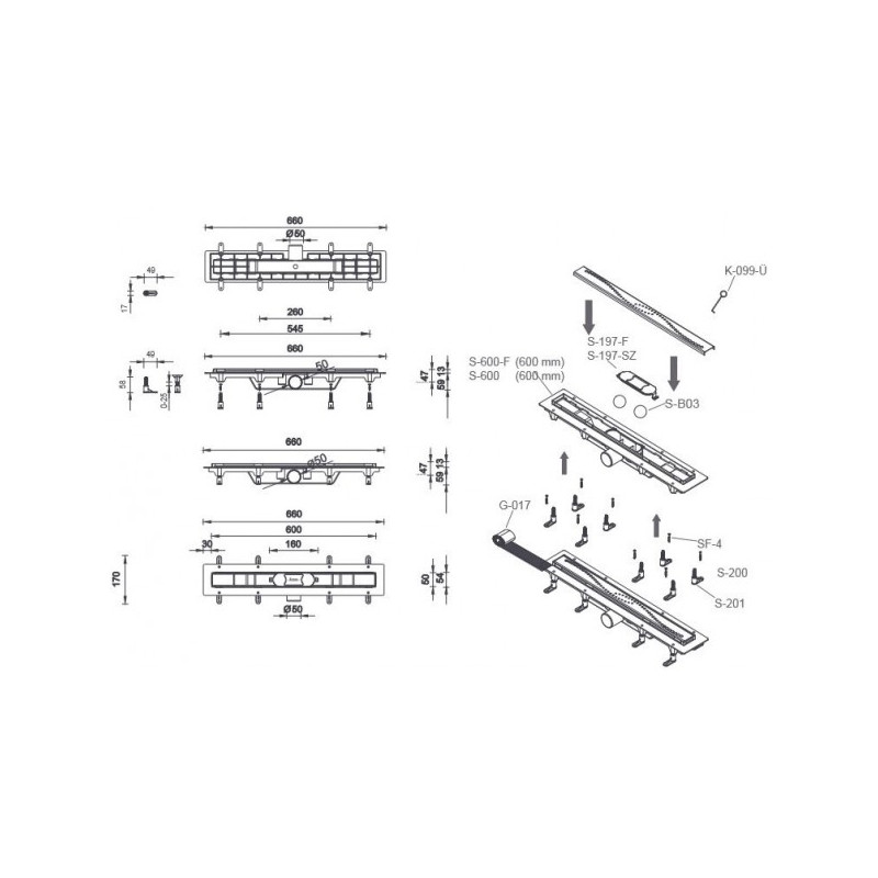 Габариты линейного трапа