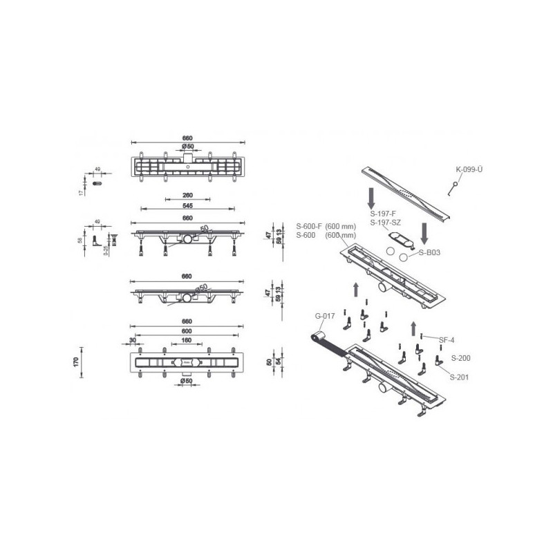 Габариты линейного трапа