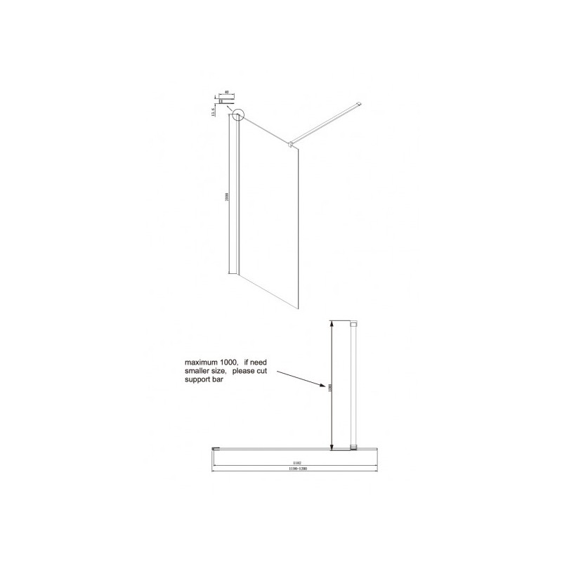 Габариты душевой стенки