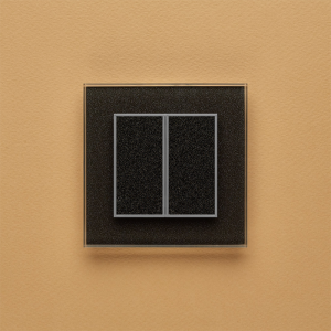 Одноканальный двухклавишный радиопульт DeLUMO Orto 0337 сияющий черный на бежевой стене