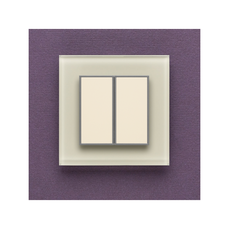 Одноканальный двухклавишный радиопульт DeLUMO Orto 1013 белый жемчуг на темной стене