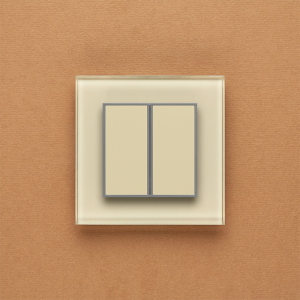 Одноканальный двухклавишный радиопульт DeLUMO Orto 1015 светлый бежевый на оранжевом фоне