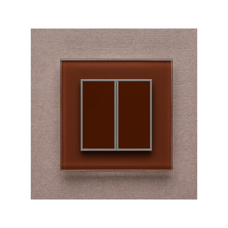 Одноканальный двухклавишный радиопульт DeLUMO Orto 8017 темный коричневый на коричневой стене