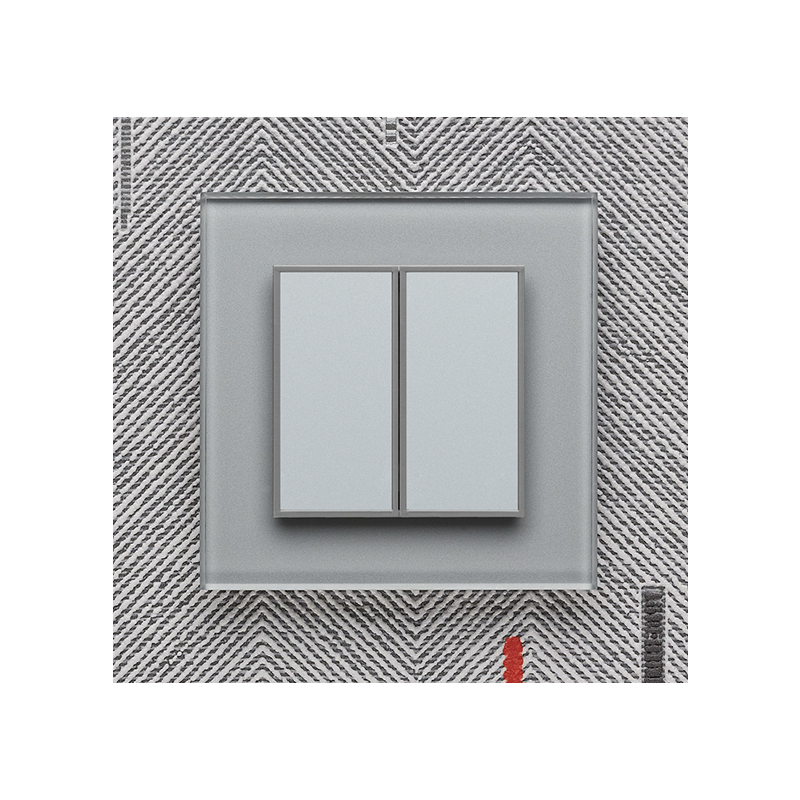 Одноканальный двухклавишный радиопульт DeLUMO Orto 9006 серый металлик на светлой стене